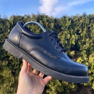 Skechers Mens Work Slip Resistant Black Leather Lace Up Shoes Size 12